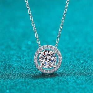 Dainty Sterling Silver CZ Zircon Necklace 8MM Cubic Zirconia Simulated Diamond